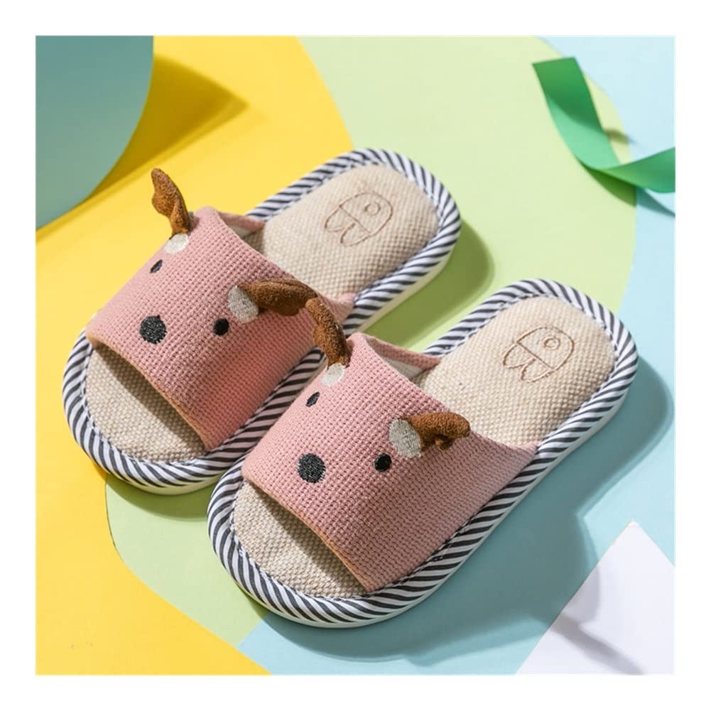 Pantuflas de algodon Lino de invierno zapatillas for bebés for niñas niños zapatillas de hogar princesa antideslizante slippery peep-toe niños zapatos for interiores zapatos cálidos niños zapatillas