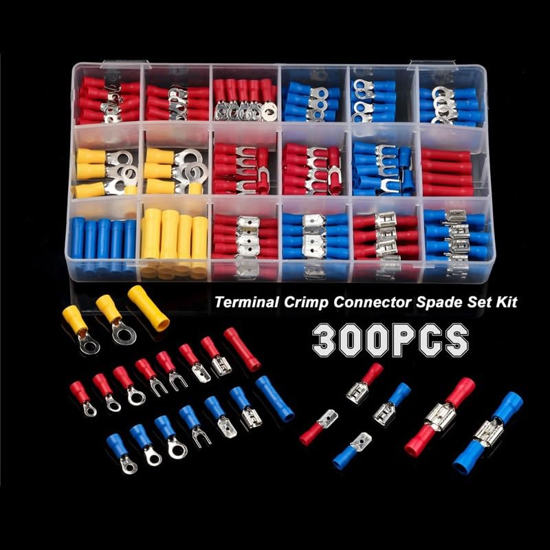 Terminales EléCtricos,Terminales Cables Electricos 280/300/480 unids Conector de cable aislado Alambre eléctrico Surtido Crimp Spade Butt Anillo de tenedor Conjunto de anillos Lugs Rolled Terminals Ki