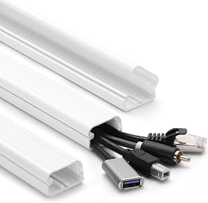 39in Cord Covers for Wires on Wall, YCLYC Wall Cord Cover, Large TV Cable Hider Wall Kit, White TV Cord Hider for Wall Mounted TV, Electrical Cable Raceway Cord Organizer, 3 x L13in W1.2in H0.7in