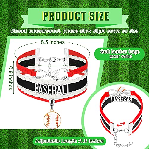 Inbagi 6 Pcs Baseball Bracelet Baseball Gifts Baseball Charm Leather Baseball Jewelry For Women Men Boys Girls Baseball Players Lovers Teams Coach #TOP5