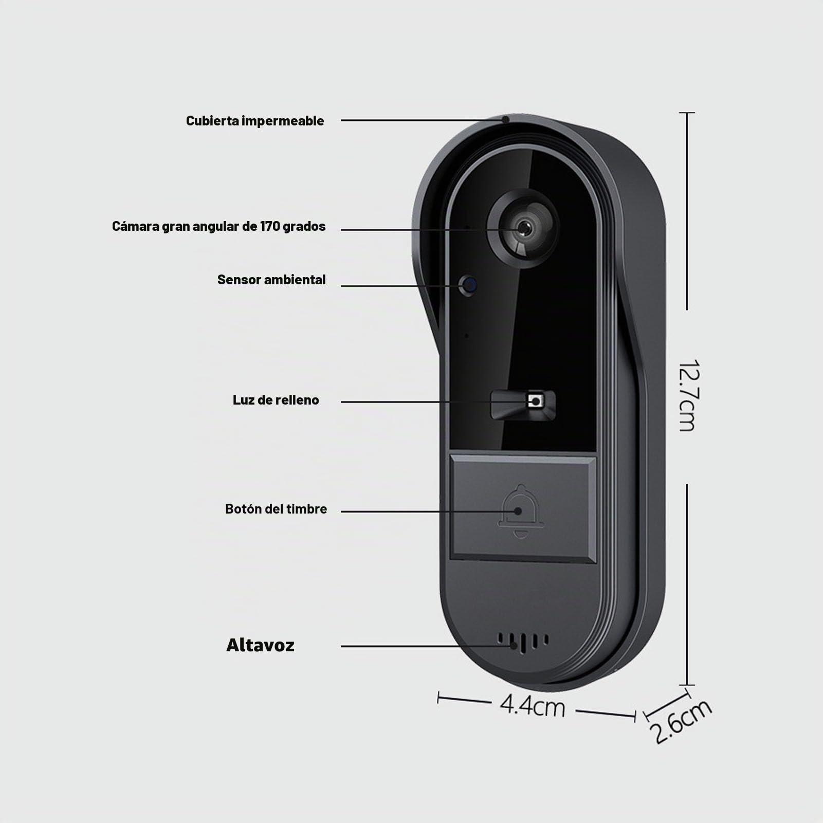 de Intercomunicación con Timbre con Vídeo Inalámbrico, Cámara 1080P, Pantalla a Color de 4,3 Pulgadas para Seguridad en el Hogar