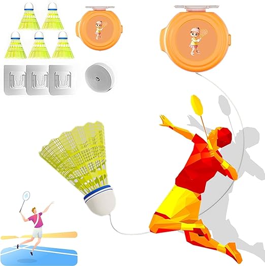 Badminton Trainer MiOYOOW , Luminous Badminton Training Tool Adjustable Badminton Single-Player Trainer Device With Elastic Cord For Single Badminton Training Badminton Rebound Trainer