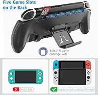 Vista 4 de Agarre de interruptor con soporte ajustable mejorado, compatible con Nintendo Switch y OLED, agarre asimétrico OIVO con soporte ajustable y 5