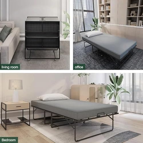 ASWRTYJO Folding Bed with Mattress Twin Size Frame Portable Foldable Adult for Guest High Resilience - Image 3