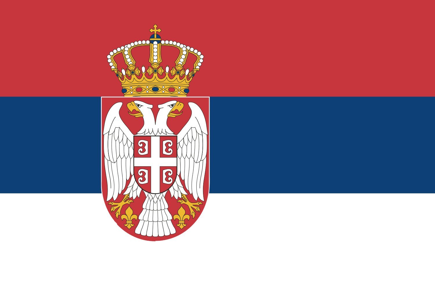 magFlags Raum-Fahne mit modernem verchromtem Fahnenständer und Marmor-Fuß | Flagge: Serbien 90x150cm | Höhe: 230cm