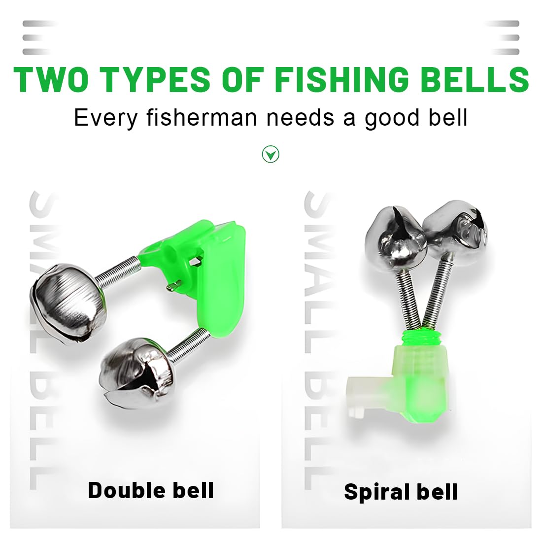 Fishing Rod Bells Alarm Bells Double Rod Clamp Twin Bells Tackle Night Fishing 10 Pieces