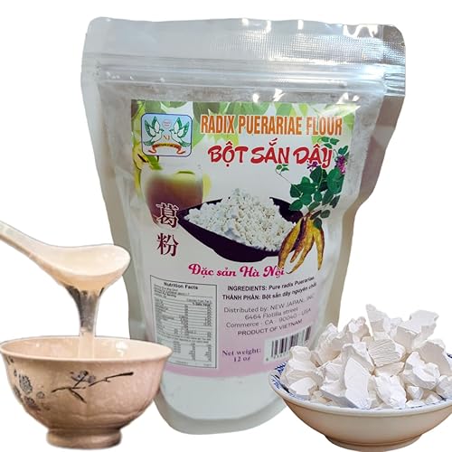 Trozo de almidón de arrurruz (harina de Radix Puerariae) un ingrediente espesante versátil sin gluten para cocinar, hornear y más. Ideal para