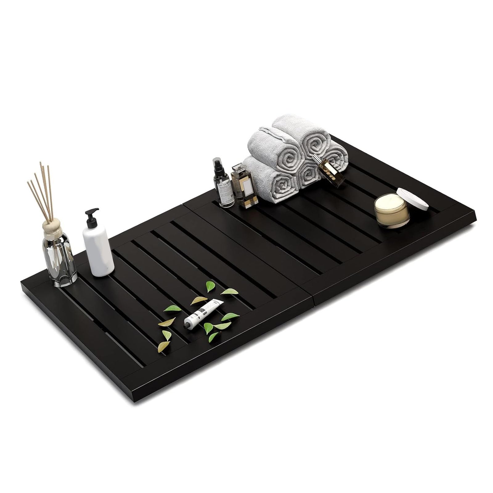 Alfombrilla de baño de madera ordinarYone premium y elegante tapete plegable para sauna