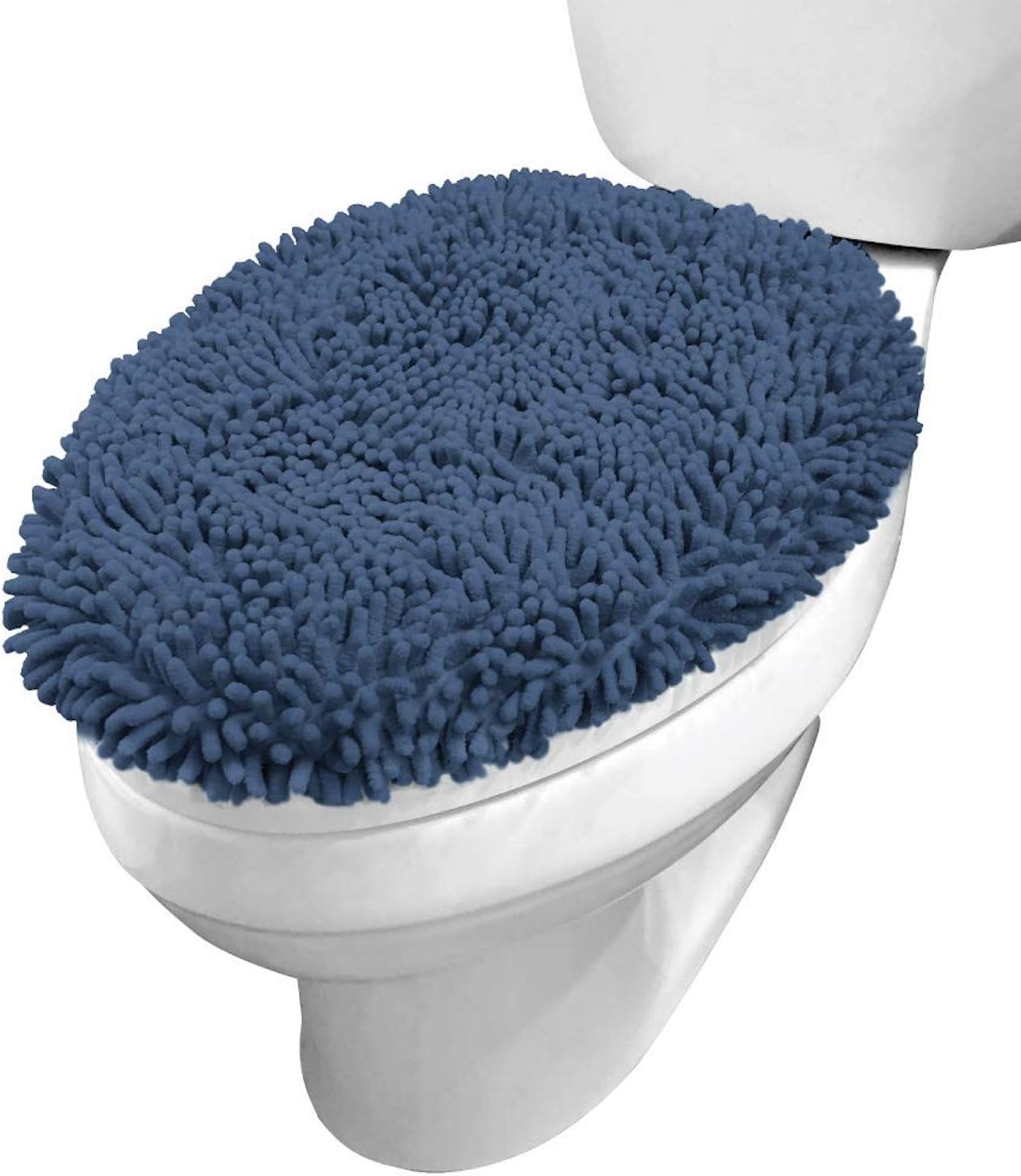 Kangaroo Luxury Chenille Toilet Lid Cover, 19.5x18.5, Ultra Soft Shag Seat Covers, Machine Wash and Quick Dry, Fits Most Toilet Lids for Home Bathroom Decor, Navy: Home & Kitchen