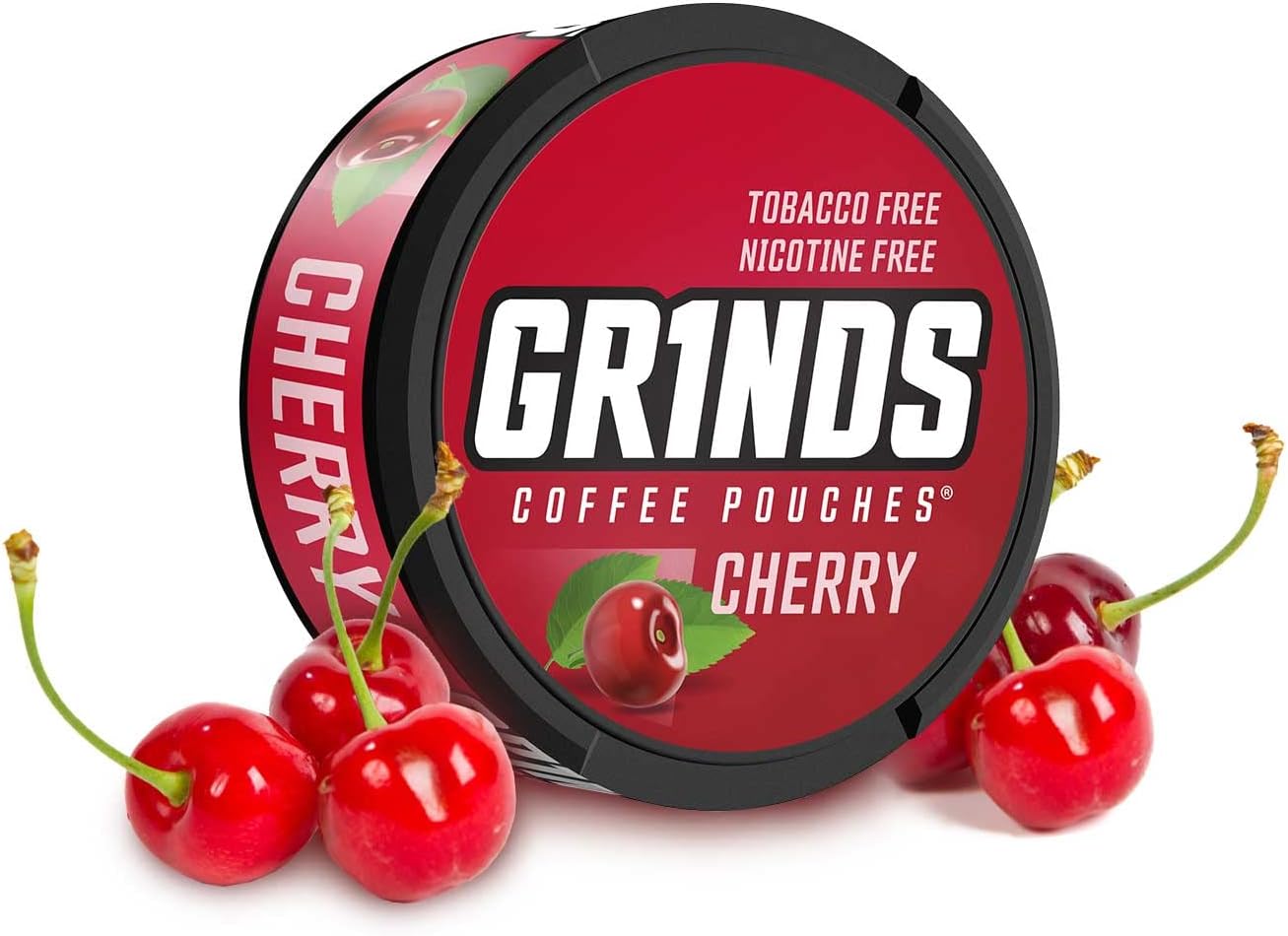 GRINDS Coffee Pouches 20 Cans of Cherry Tobacco Free, Nicotine Free