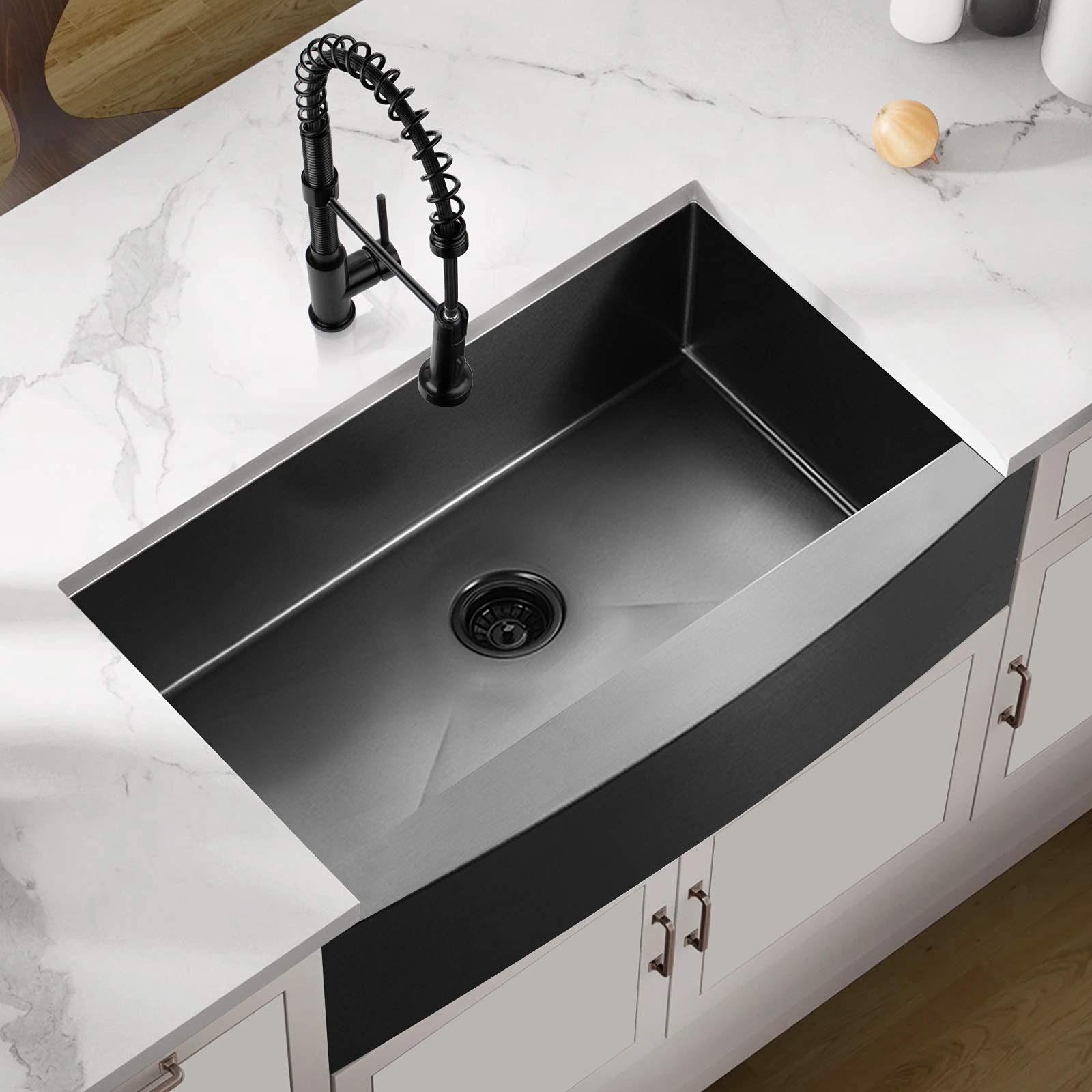 Buy 36 x 21 x 10 inch Black Apron Front Farmhouse Kitchen Sink, 16