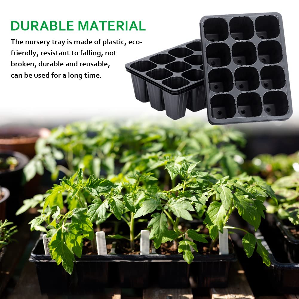 10 Pack Seed Starter Trays - 120 Cell Total, Reusable Plastic Nursery Pots For Seedlings