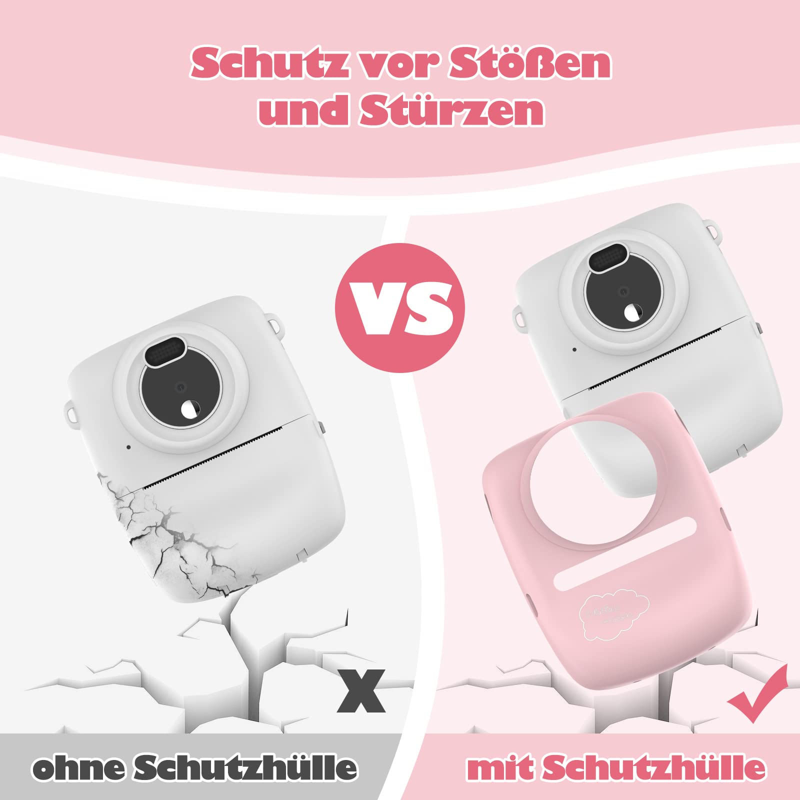 Fotocamera per bambini, 30 MP, fotocamera istantanea per bambini, stampa in bianco e nero, con schermo da 2,4 pollici, fotocamera digitale per bambini con scheda TF da 32 GB, doppia fotocamera, Rosa