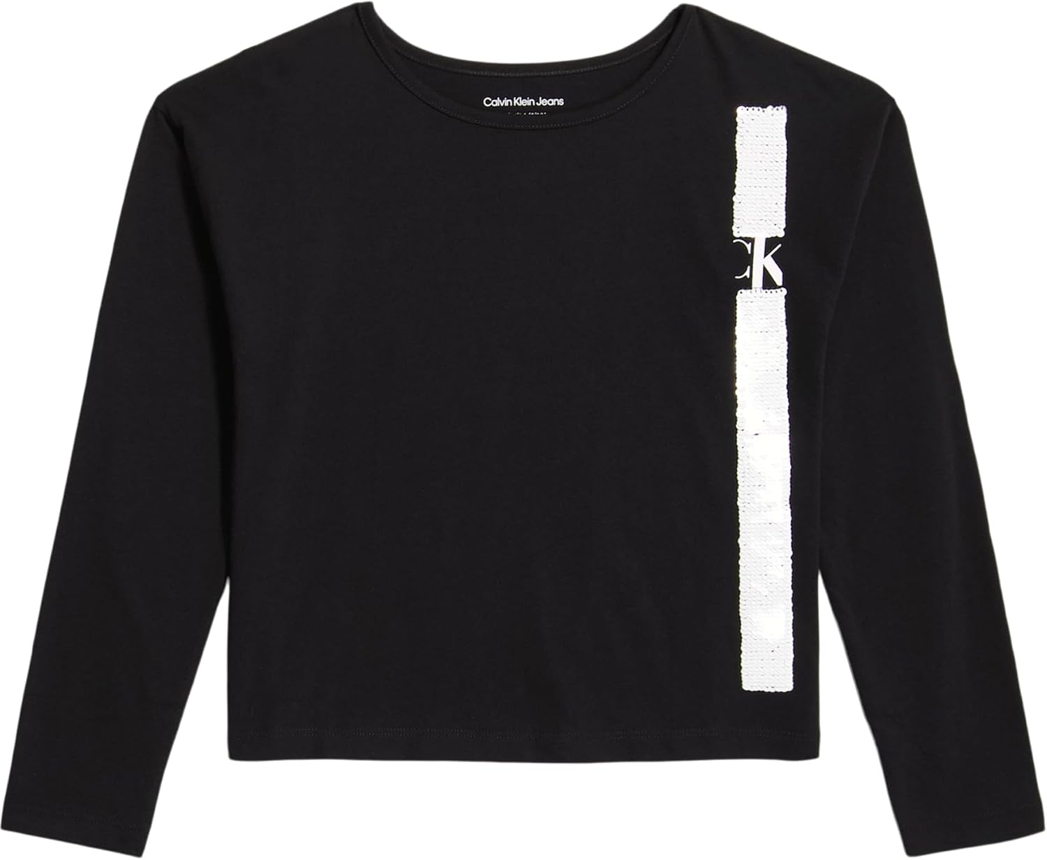 Calvin Klein Girls Long Sleeve Pullover Crew Neck T-Shirt, Soft & Comfortable