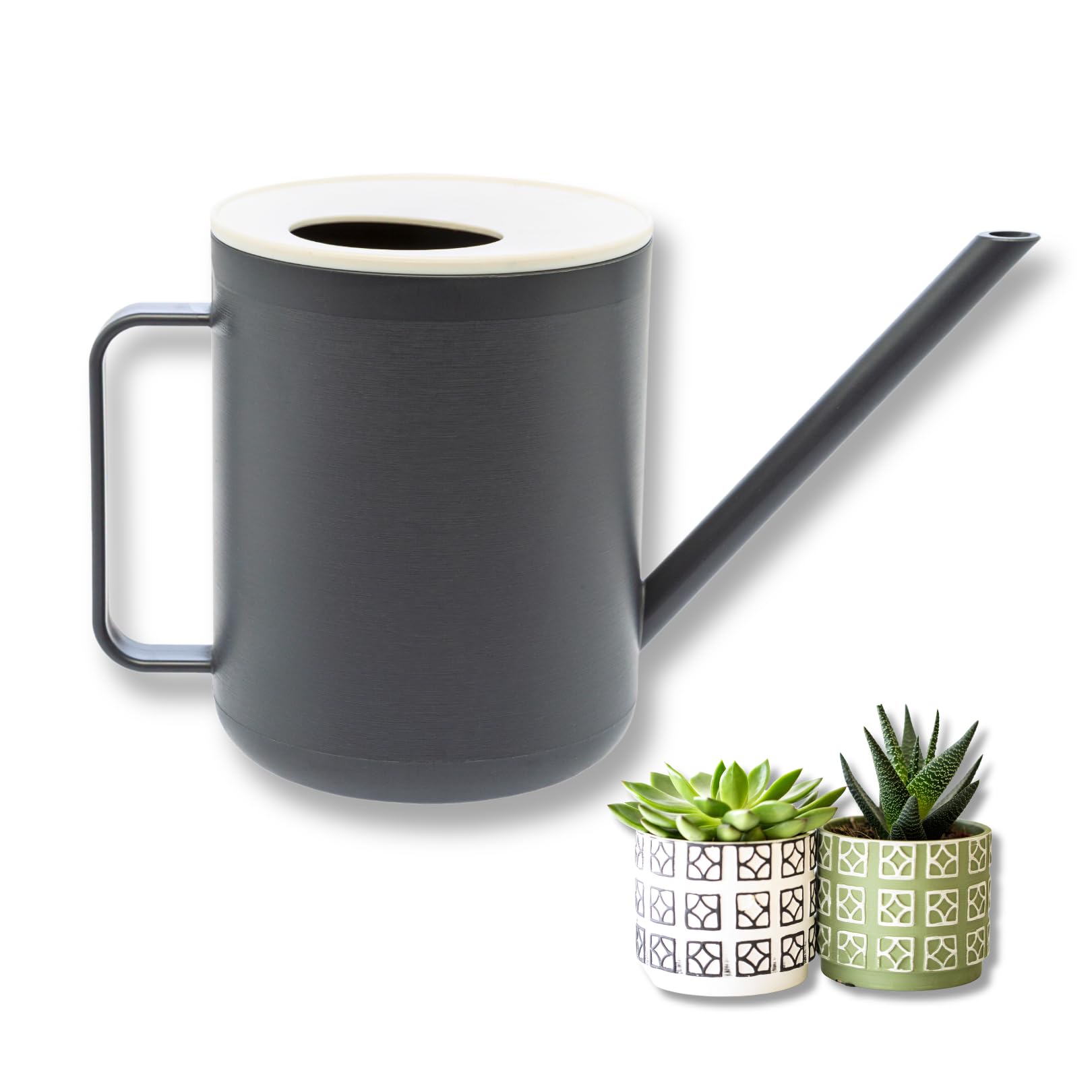 homiez Gießkanne Mug 900ml 0,9l für Zimmerpflanzen/Balkon/Drinnen aus Kunststoff, mit langem Ausgießer für Bewässerung von Blumen, Haus, Innen, Außen und Garten