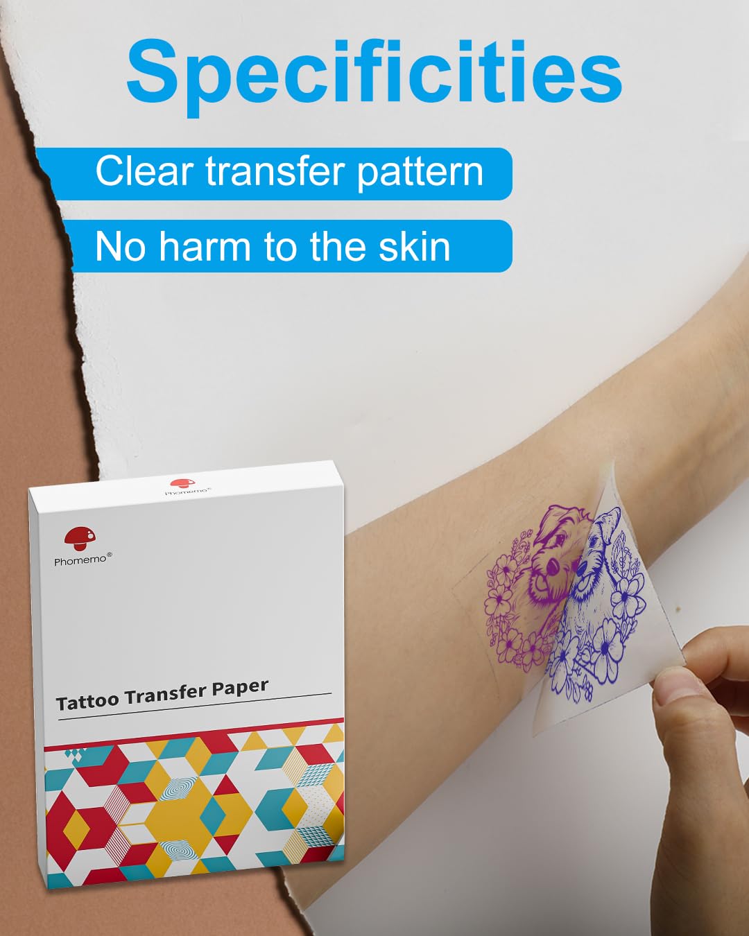 100 Feuilles Papier Transfert Tatouage A4 Phomemo - Papier Pochoir 4 Couches Pour Imprimante Thermique