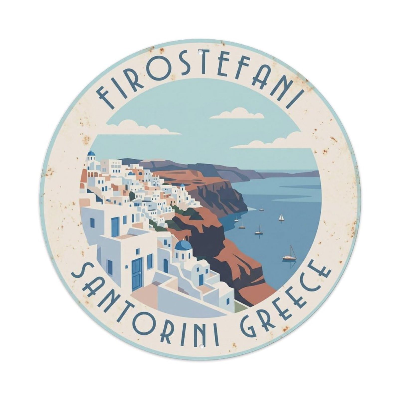 Vintage Travel Firostefani Santorini Clifftop 1 Metal Tin Sign