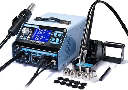 Estación digital de retrabajo de aire caliente Estación de soldadura LCD 4 en 1 Estación de reparación Pistola de aire caliente Estación de