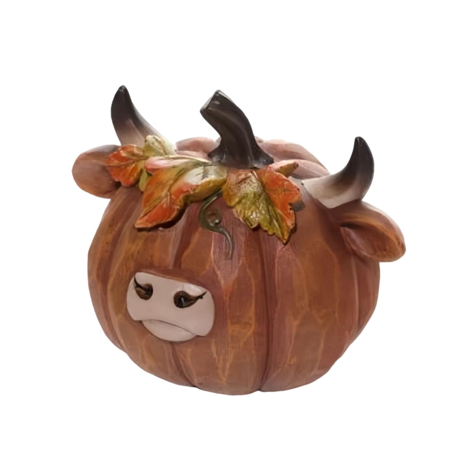 matumou Highland Cow Figurines, Desktop Decorations for Autumn Harvest Thanksgiving Halloween, Resin Hand-Painted Pumpkin Highland Cow