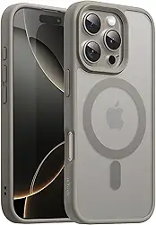 JETech Capa Magnética para iPhone 16 Pro 6,3 Polegadas Compatível com MagSafe, Case de Telefone Fina e à Prova de Choque com Capinha Parte Traseira Fosca Translúcida (Titânio Natural)