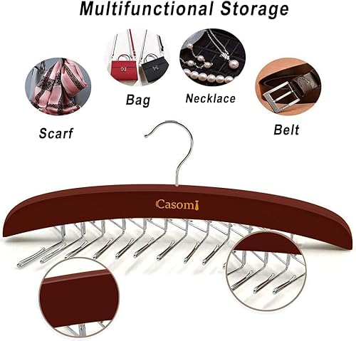Miniatura 7 de Estante para corbatas, 24 ganchos, rotación de 360, ganchos de metal plegables, organizador de ganchos de corbata para armario, estante de