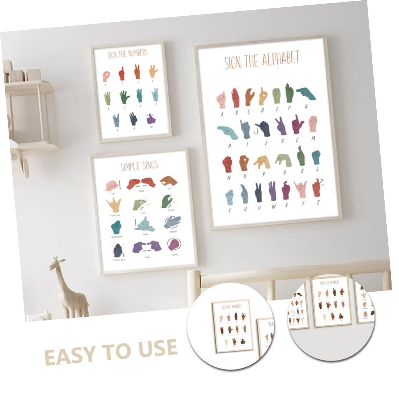 MUCKLILY 30pièces Posters Alphabet Et Chiffres Langue Pour Garçon Fille Décorations Murales Éducatives Pour Salle De