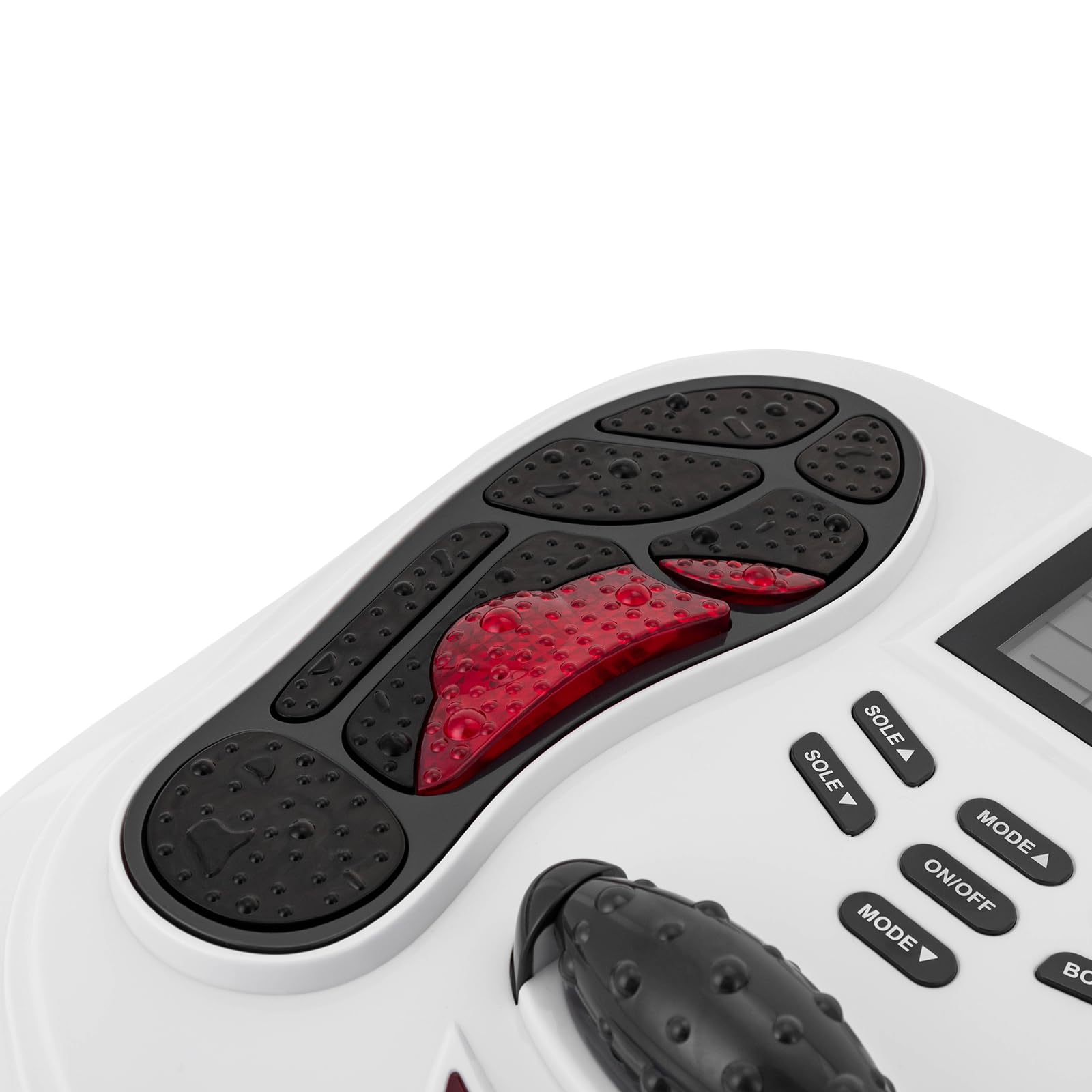 Fußmassagegerät, Tragbar Fussmassagegerät Elektrisch mit Wärme, Hämmern, Stoßen, Akupressur, Kneten, Drücken für müde Muskeln und Fußsohlen, Schwarz