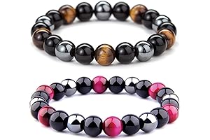 2Pcs Anti-Swelling Black Obsidian Bracelets,Adjustable Lymphatic Drainage Mag_netic Therapy Bracelet Anklet
