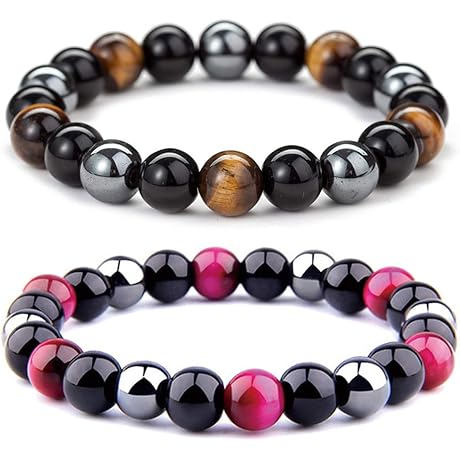 2Pcs Anti-Swelling Black Obsidian Bracelets,Adjustable Lymphatic Drainage Mag_netic Therapy Bracelet Anklet