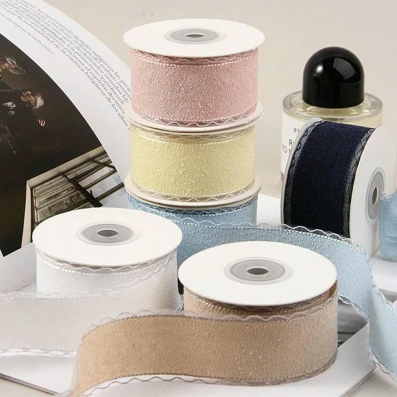 Einfarbiges Spitzenband mit transparentem Rand, DIY-Schleifen, Kinderhaarspangenbox, Verpackung, Schnürzubehör, Handarbeit, Basteln, 04, 3,0 mm, 300 Yards