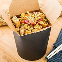 Vista 3 de Restaurantware Bio Tek - Contenedores de comida de 3.2 x 2.9 x 4 pulgadas, 200 cajas de fideos duraderas, desechables y sostenibles, cajas redondas