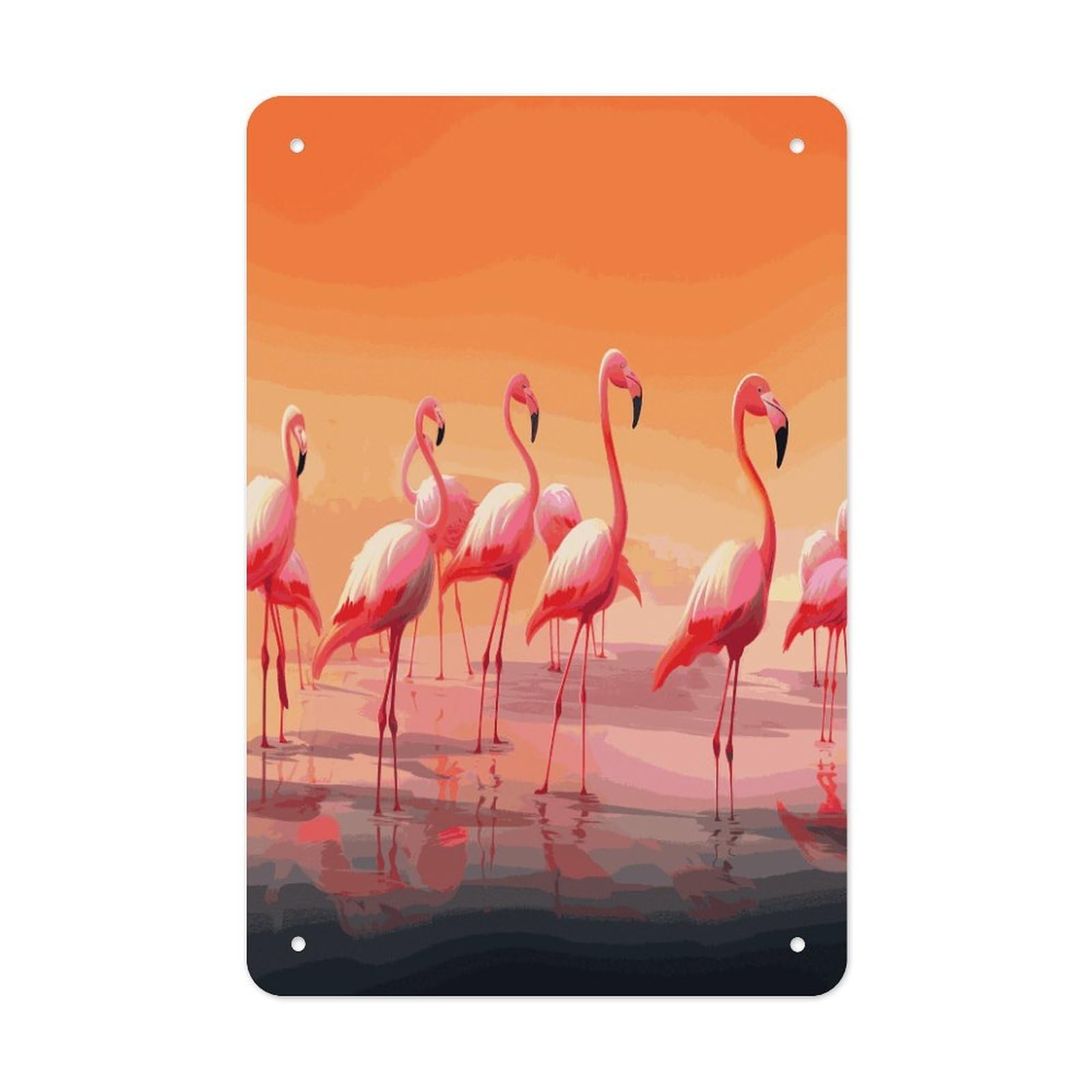 Btcowzrv Style A Flock Of Flamingos Metal Tin Sign Wall Decor Hanging Plaque