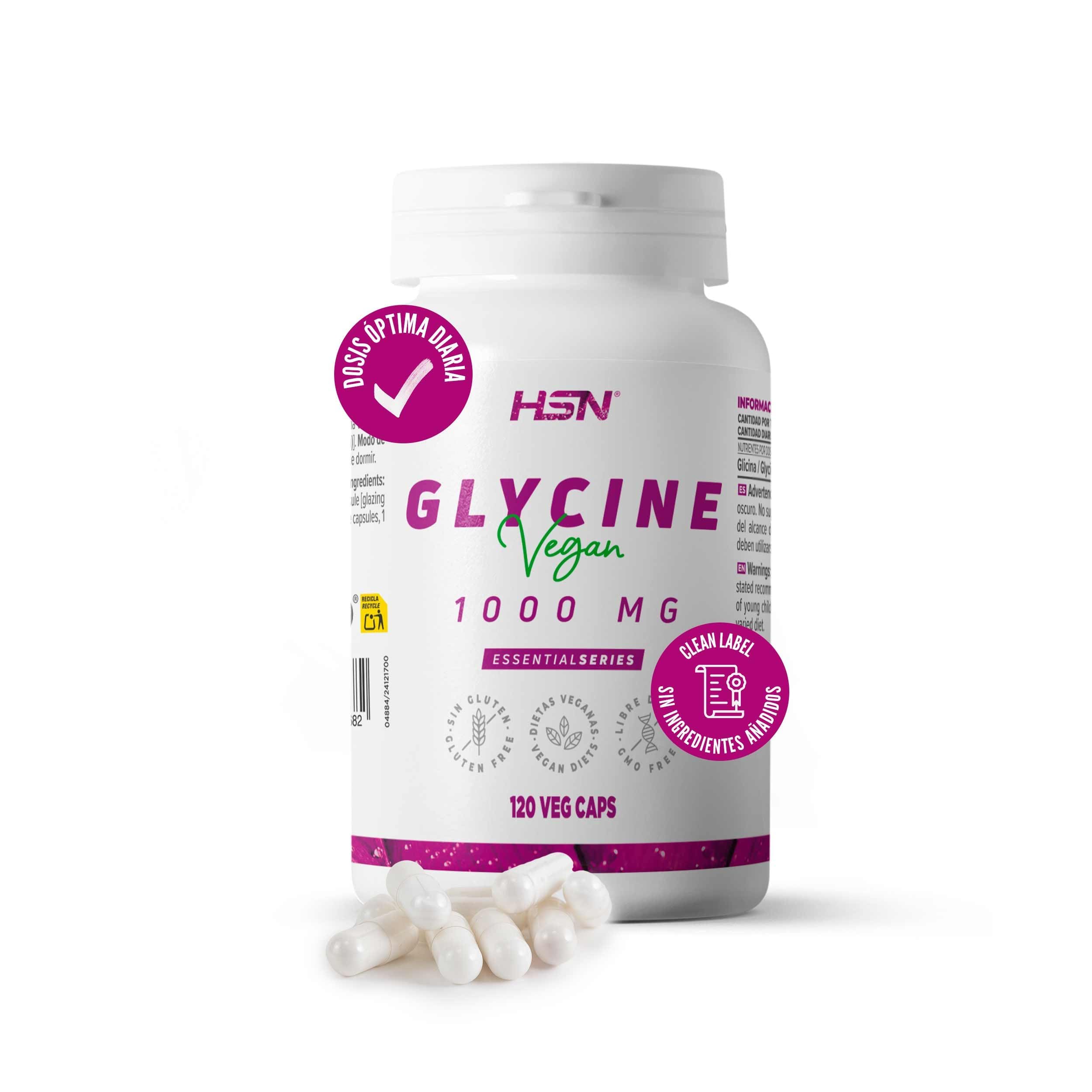HSN Glicina | 120 Cápsulas Vegetales | 3000mg L-​Glicina por Dosis Diaria | Alta Concentración y Pureza | No-​GMO, Vegano, Sin Gluten