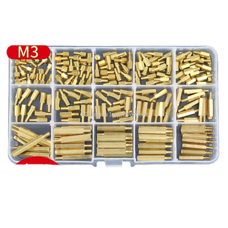 Generic 190PCS/Kit M3 Male Female Brass Standoff Spacer PCB Board Hex Screws Nut Assortment Set Kit with Plastic Box - (Color: M3)