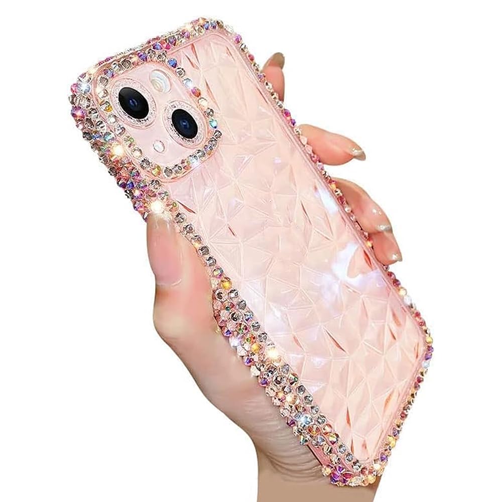Casechics Compatible with iPhone Case,Luxury Crystal Glitter Bling Sparkly Diamond Pattern Camera Lens Protection Clear Soft Shockproof Cover Phone