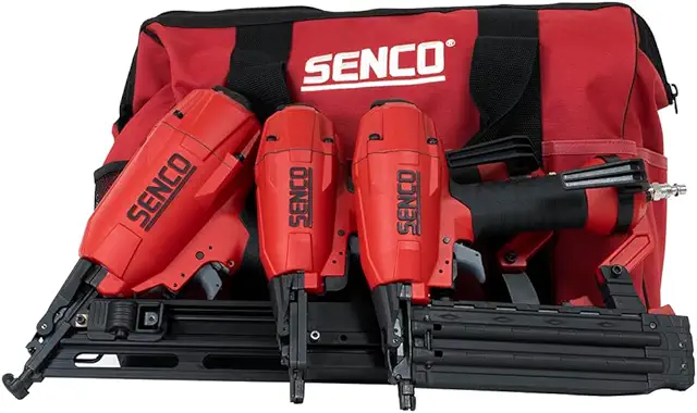 SENCO 4-Piece Pneumatic Finish Kit with Nailers, Stapler & Bag for Trim Projects
