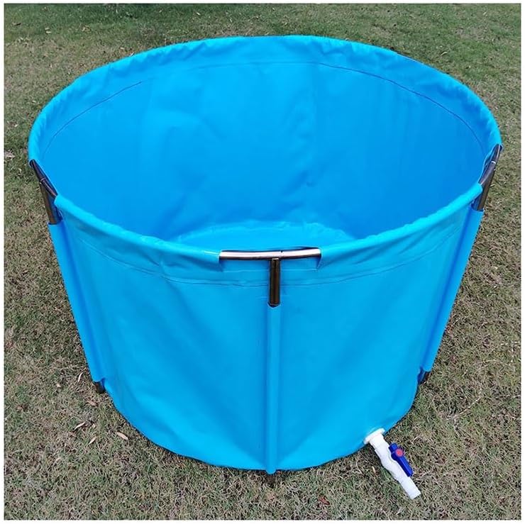 Durable Aquaculture Water Tank with Drain Valve，Collapsible Round PVC Fish Pond, Thickened Tarpaulin for Outdoor Aquatic Farming, 9.8x3.3ft (3x1m) Durable Framed Pool for Fish Breeding & AQU