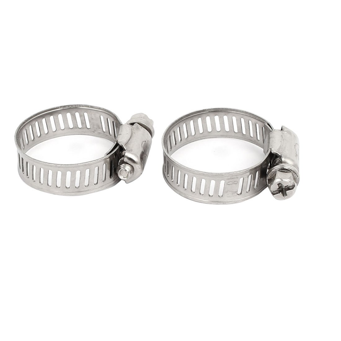 Aexit Metal Adjustable Clamps Cable Tight Worm Gear Hose Clamp Silver Strap Clamps Tone 4pcs