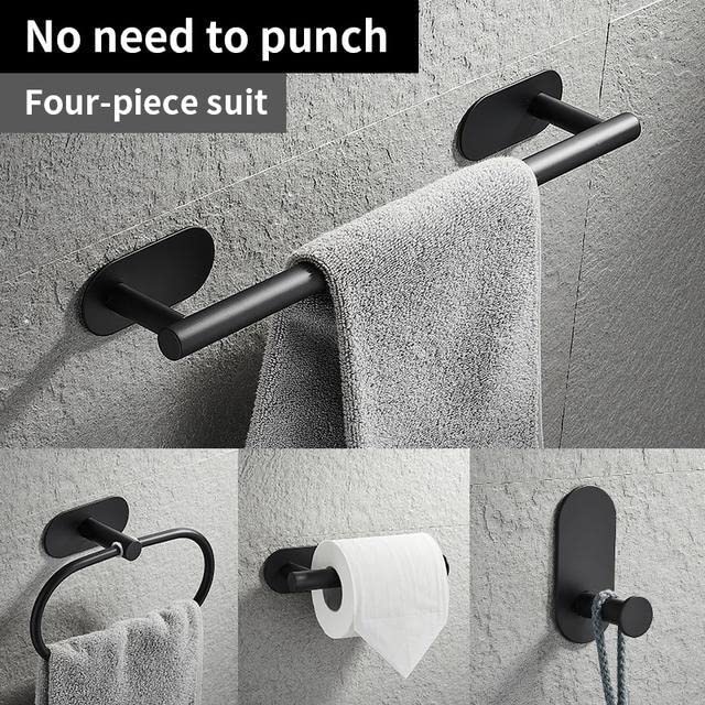 Handtuchhalter für Badezimmer, Badezimmer-Hardware-Set, schwarzer Bademantelhaken, Handtuchhalter-Barregal, Seidenpapierhalter, Zahnbürstenhalter(Der Haken-A