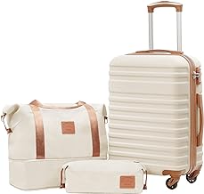 Coolife Suitcase Set 3 Piece Carry On Hardside Luggage with TSA Lock Spinner Wheels (White, S(20in))