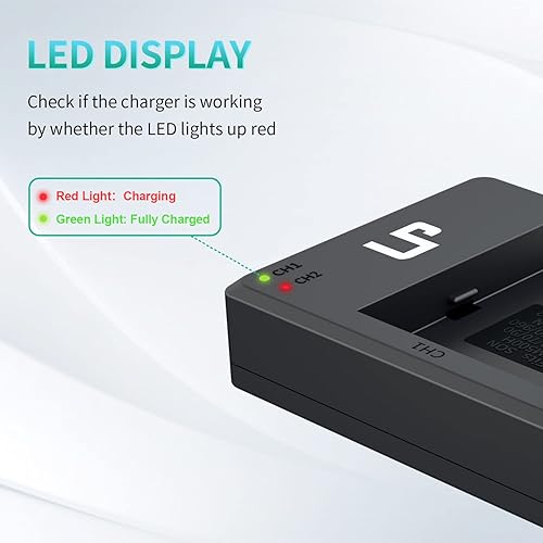 Miniatura 4 de LP Paquete de cargador de batería NP-F550, paquete de 2 baterías de 2900 mAh y cargador de doble ranura, compatible con Sony NP F970, F960, F770,