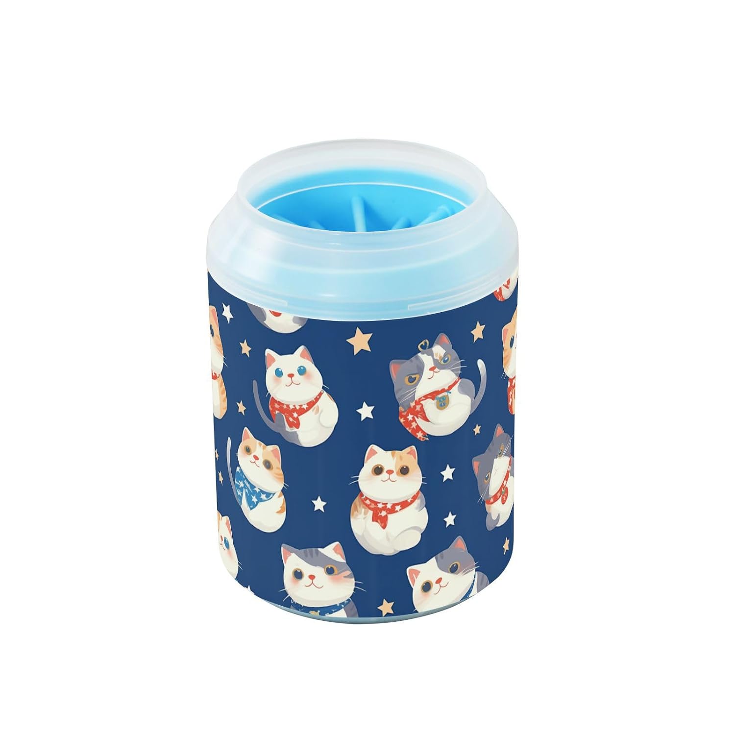 Funny Blue Cats Portable Pet Foot Cleaner with Soft Silicone Brush Pets Grooming Supplies Gently Cleans Paws After Walks
