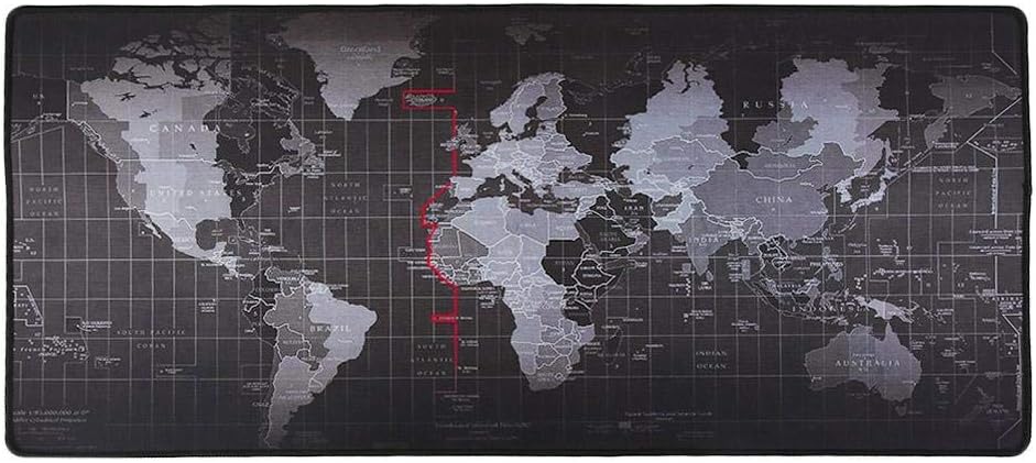 Anti-Skid Mousepad Extended Super Large World Map Keyboard Mouse Pad (30x70cm, Black)