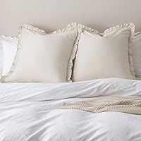 Vista 13 de PHF Fundas de almohada 100% algodón lavado con volantes, tamaño King, paquete de 2 fundas de almohada de 20 x 36 pulgadas, sin relleno, fundas