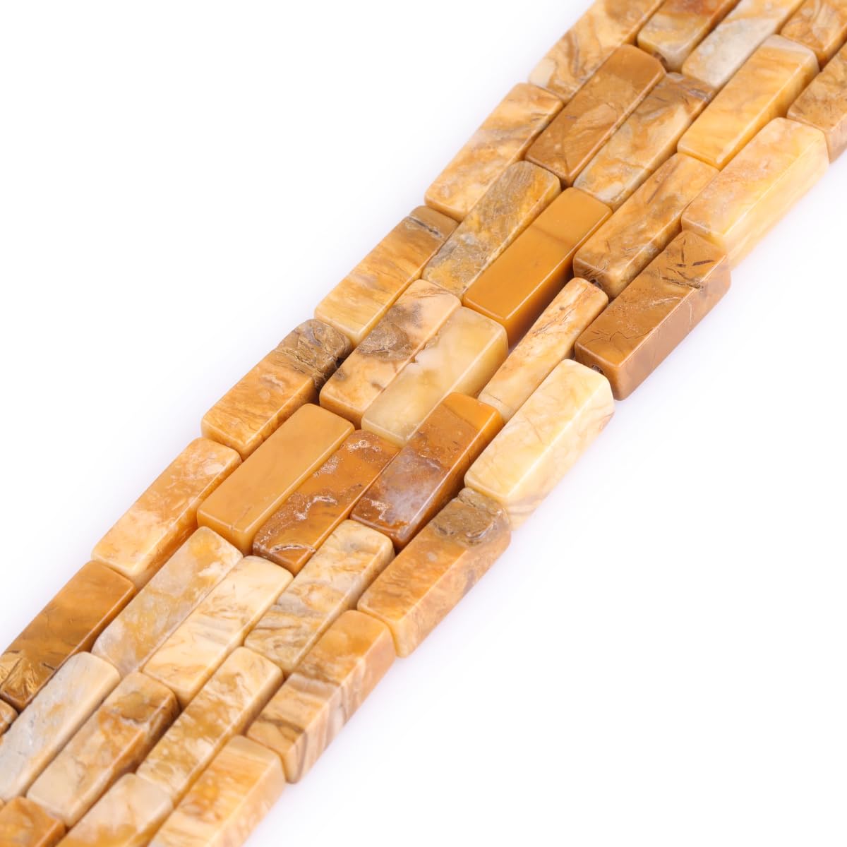 Gem-Inside 4x13mm Natural Cream Yellow Ocean Jasper Square Tube Cube Cuboid Column Spacer Beads for Jewelry Making Full 15" Strand Energy Stone Healing Power Gemstone