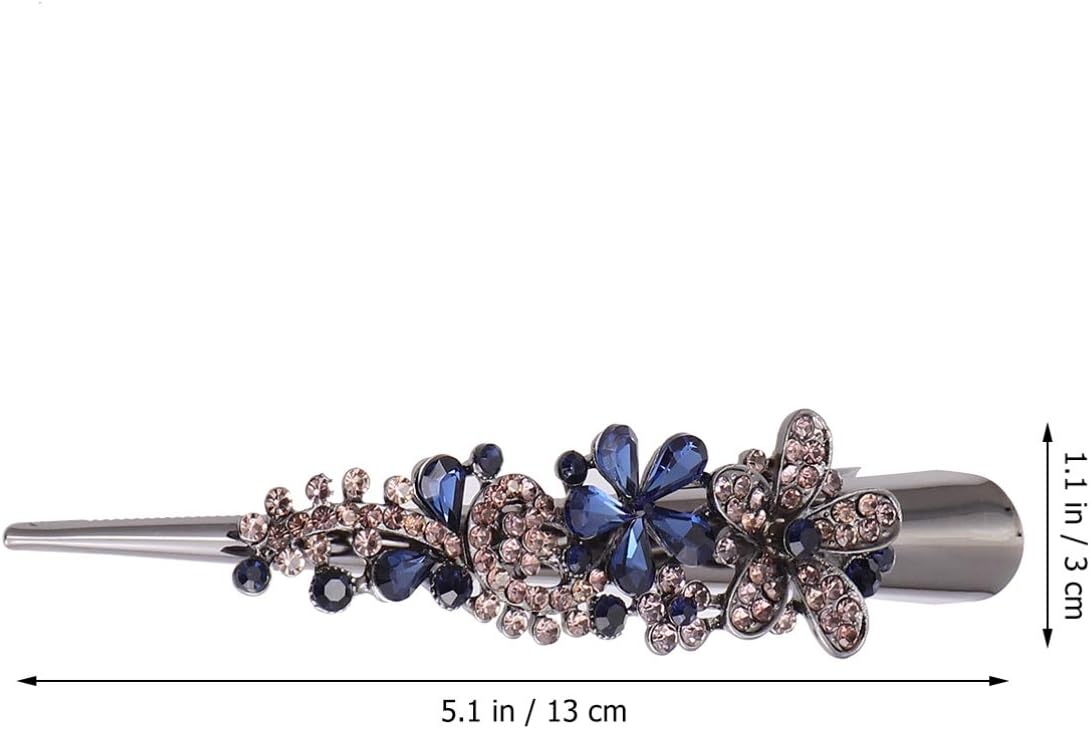 minkissy 1Pc Large Alligator Hair Clips Rhinestone Duckbill Clips Barrettes for Styling Hairdressing (Dark Blue) - Image 3