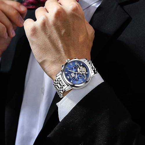 Miniatura 3 de OLEVS Relojes de pulsera automáticos para hombre esqueleto dorado vestido de lujo cuerda automática acero inoxidable Tourbillon masculino reloj de