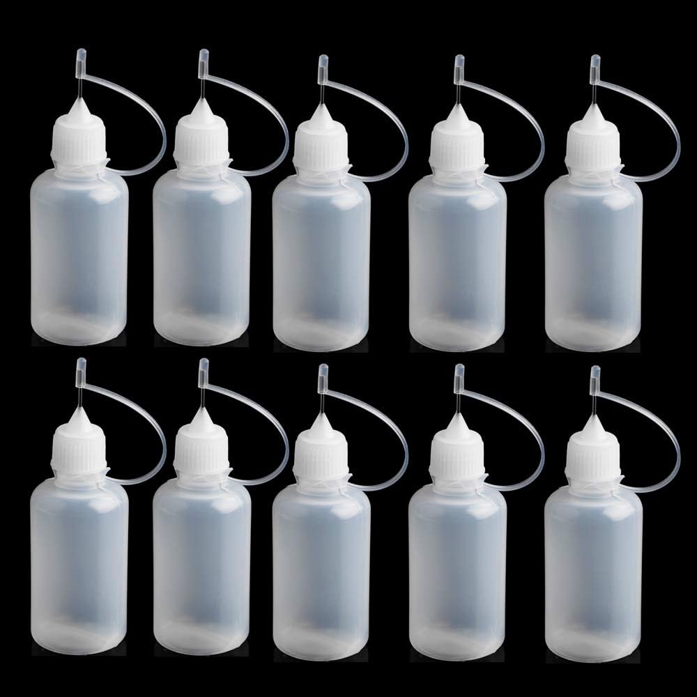Idlespace 5pcs Squeeze Bottle Plastic Applicator, Needle Tip Bottle Liquid Dropper Filling Bottles, Reuse DIY Craft Tool Glue Applicator Quilling(10ml,White)
