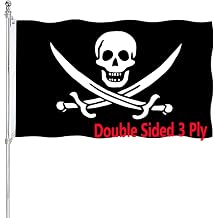 Pirate Flag Double Sided Jolly Roger Flags for Outside 3x5 Heavy Duty Jack Rackham Skull Bones Flags Cross Knife with 2 Brass Grommets for boa