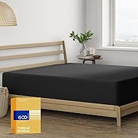 Vista 24 de Thread Spread Sábana bajera ajustable 100% algodón tamaño Queen – Sábana bajera de algodón de 600 hilos tamaño Queen, lujosamente suave, duradera